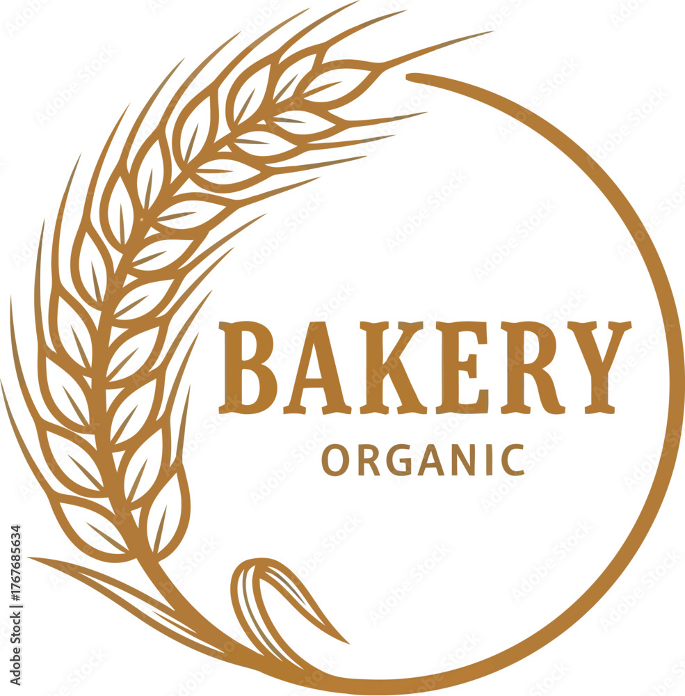 Naklejka premium Bakery organic wheat grain bread food logo design agriculture natural farm fresh