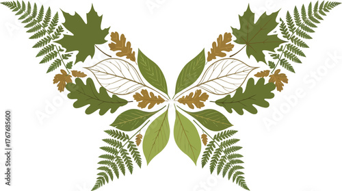 Butterfly leaves fern nature botanical design floral autumn spring summer organic
