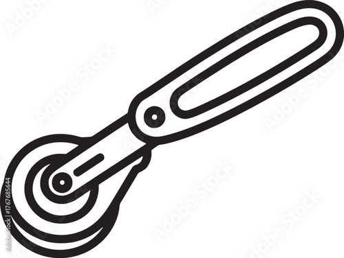 Pizza Cutter Wheel Icon Utensil Style Illustration with Transparent Backdrop Vector