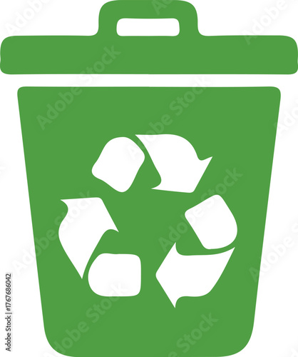 recycle symbol eco icon on white and green background