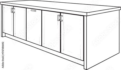 Cabinet with Doors Stylish Storage Solution Illustration Minimalist Interior Furniture