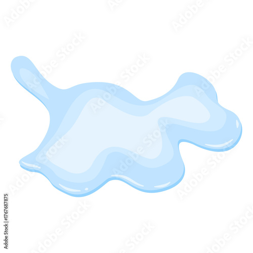 Cartoon blue water puddle