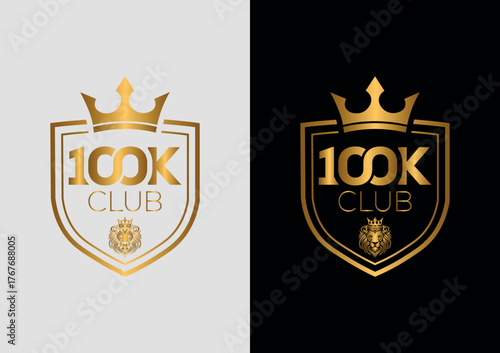 Luxury Lion Emblem Logo for Elite Brand “100k Club” in Black and Gold