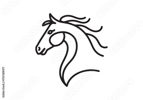 Elegant Horse Head Line Art Vector – Minimalist Horse Outline Drawing Design