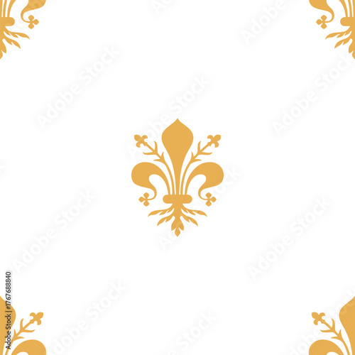 Seamless pattern, background with traditional Itallian Florence symbol the fleur de lis. Elegant luxury pattern
