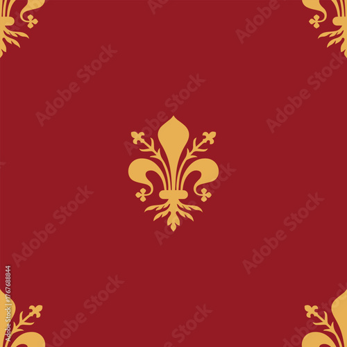Seamless pattern, background with traditional Itallian Florence symbol the fleur de lis. Elegant luxury pattern