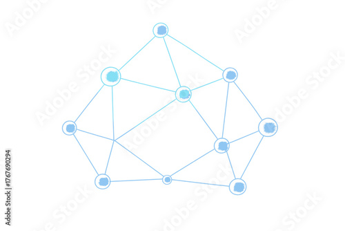 Abstract digital mesh network structure with glowing blue nodes and interconnected lines