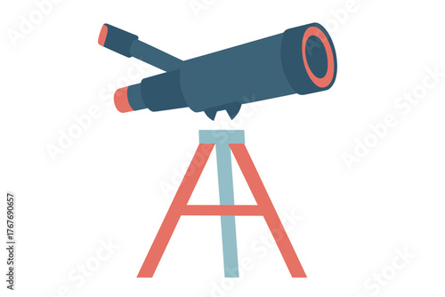 Minimalist telescope on a tripod stand used for space astronomy research