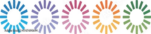 Five Colorful Progress Loading Spinner Icons