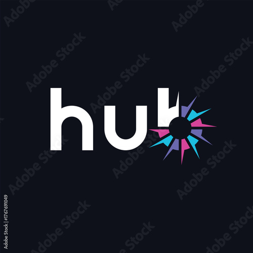 word mark hub logo design, typography text hub graphic vector template