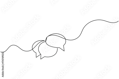 Speech bubble  message icon continuous one line drawing of minimalist thin line vector illustration