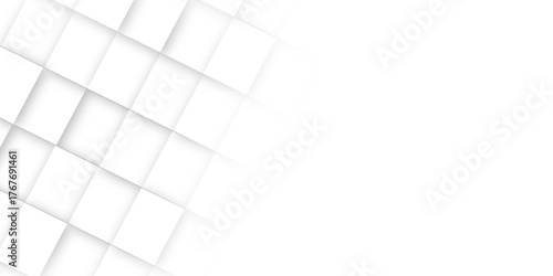 Random shifted white cube boxes block background wallpaper banner with copy space. Abstract mosaic background. White geometric abstract background with squares .

