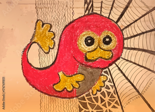 Hand Drawn Platypus Illustration with Botanical Elements