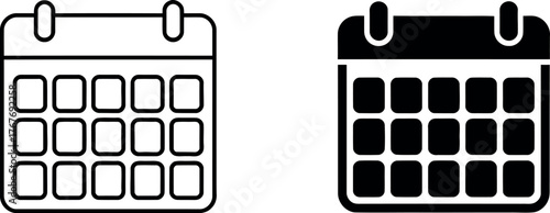 Calendar Icon Black and White Symbol for Schedule Time Management and Appointment Setting