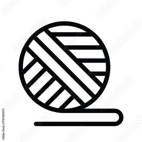 A yarn ball icon showing wound fiber with a loose end