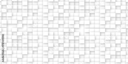 Random shifted white cube boxes block background wallpaper banner with copy space. Abstract mosaic background. White geometric abstract background with squares .

