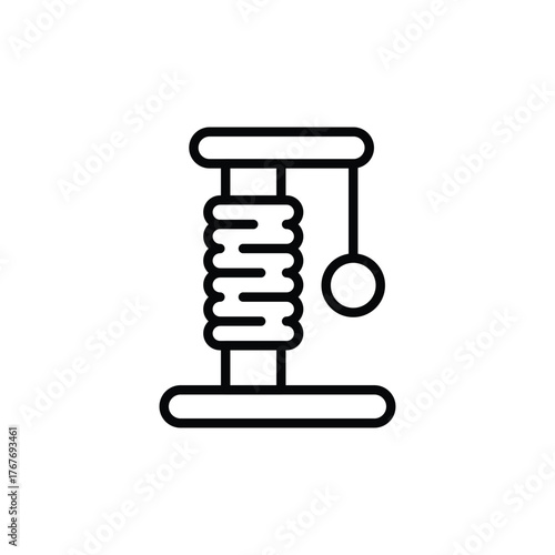 A cat scratching post icon It features a base a central scratching section a top and a hanging ball