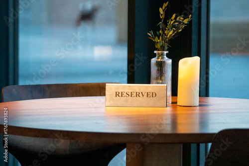 Reserved table in a restaurant, cafe