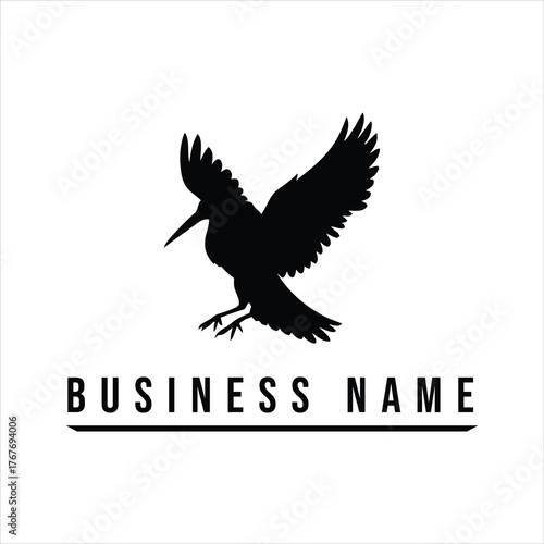 Black bird wings spread text vector