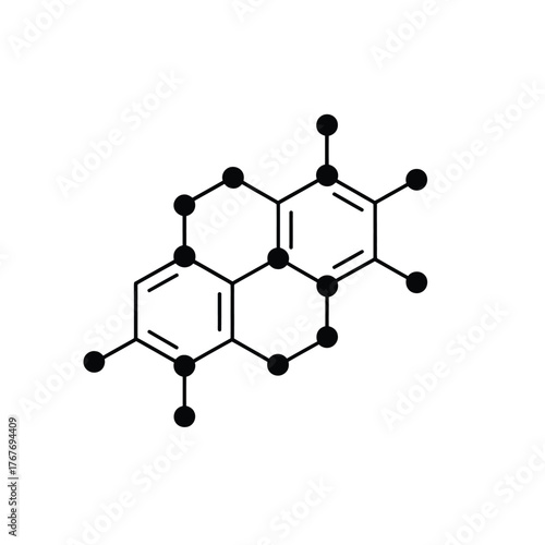 Stylized chemical structure of a fused ring aromatic organic molecule