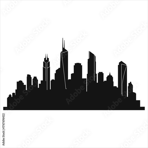 Cityscape silhouette of modern buildings architecture urban