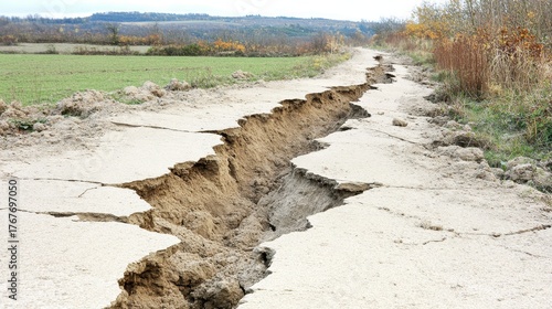 A seismic fault line exhibiting dramatic vertical displacement