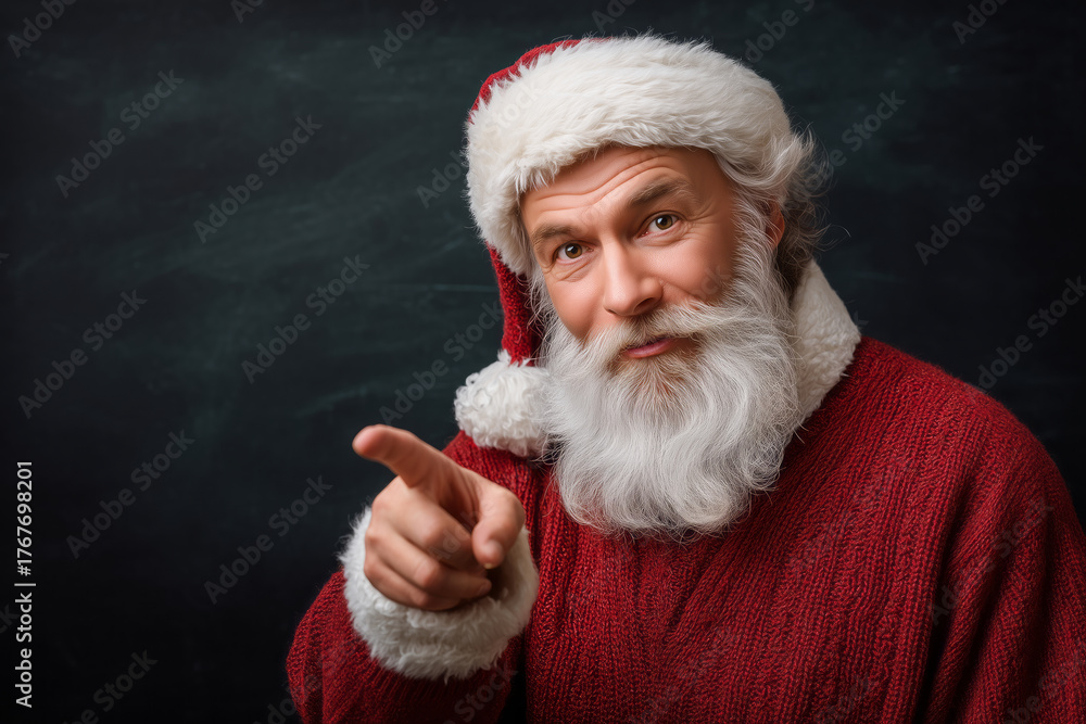 Naklejka premium Santa claus spreading holiday cheer studio portrait festive close-up joyful spirit