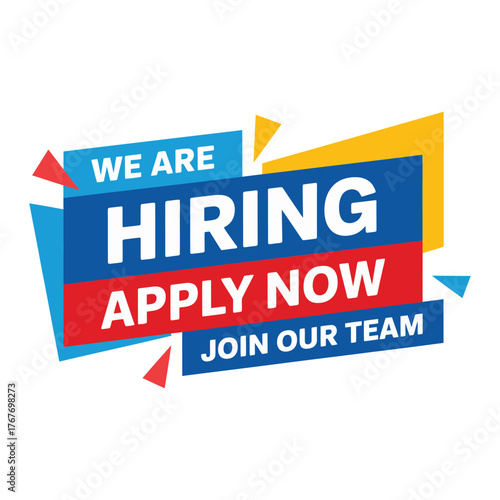We are hiring apply now join our team recruitment announcement banner