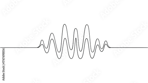 Abstract sound wave graphic with a minimalist dashed line on a white background