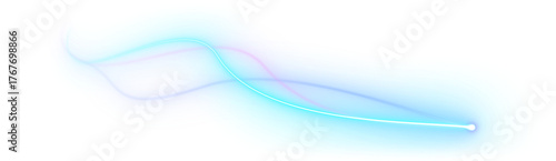 Abstract futuristic glowing neon laser line curve. Light trail wave, style optic fiber, digital artworks in PNG.