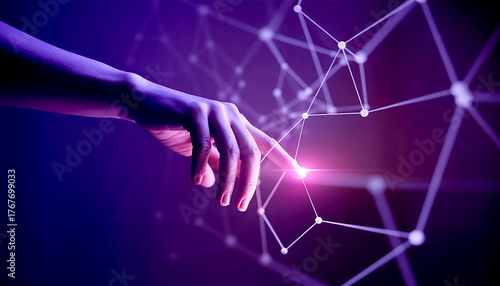 The girl's hands cradle a glowing blue wind turbine, illustrating a concept of future energy technology and digital connection