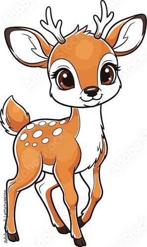Cartoon deer fawn animal cute illustration wildlife nature forest mammal baby art