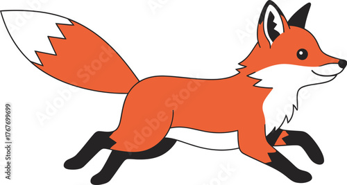 Cartoon fox running animal wildlife illustration mammal nature predator forest cute