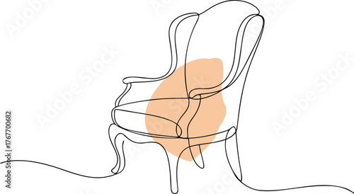 Elegant armchair with peach accent furniture interior