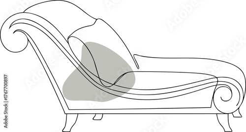 Elegant chaise lounge with grey cushion furniture seating