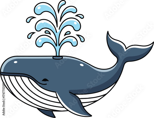 Whale ocean sea animal mammal marine wildlife cartoon cute water spray tail