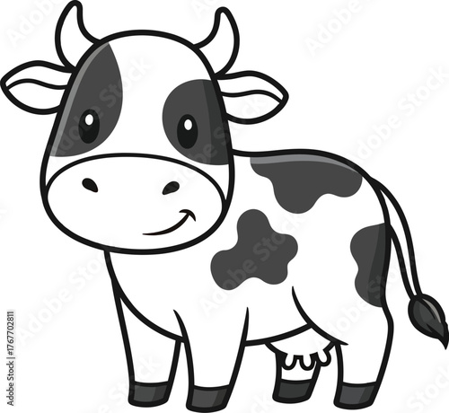 Cow cartoon animal farm mammal livestock dairy cute illustration horned milk