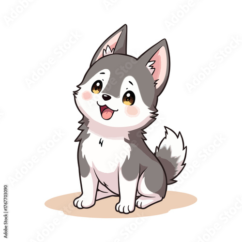 Cute Baby Alaskan Klee Kai Clipart 02