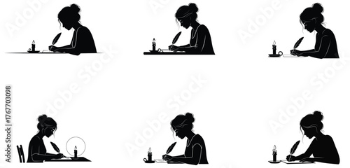 Quail Bird Family Silhouette – Mother Quail with Chicks Vector Illustration