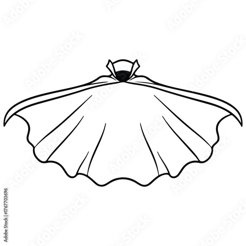 Bat Cape Illustration in Black and White Perfect for Halloween Themes and Superhero Designs for Comic Books and Party Invitations