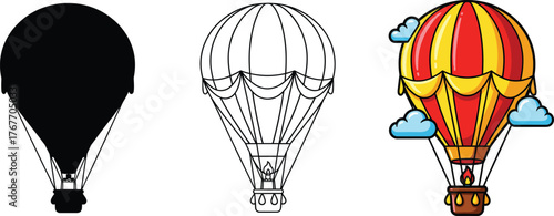 Flying hot air balloon