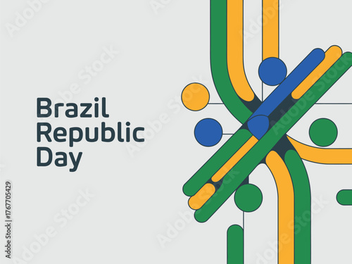 Brazil Republic Day Celebration Vector Design Poster with Flag Colors