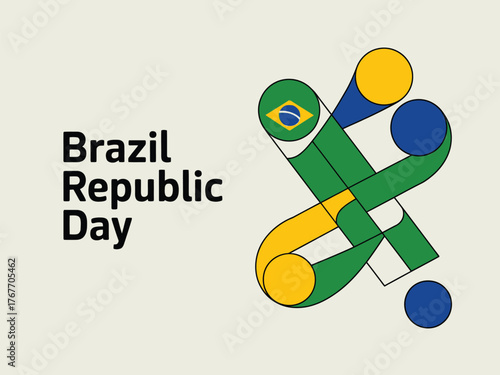 Brazil Republic Day Celebration Vector Design Poster with Flag Colors