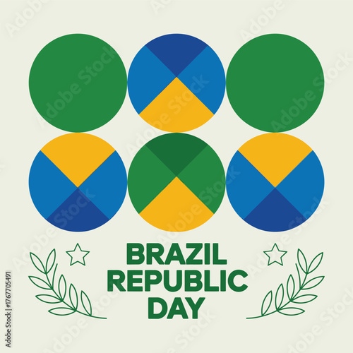 Brazil Republic Day Celebration Vector Design Poster with Flag Colors