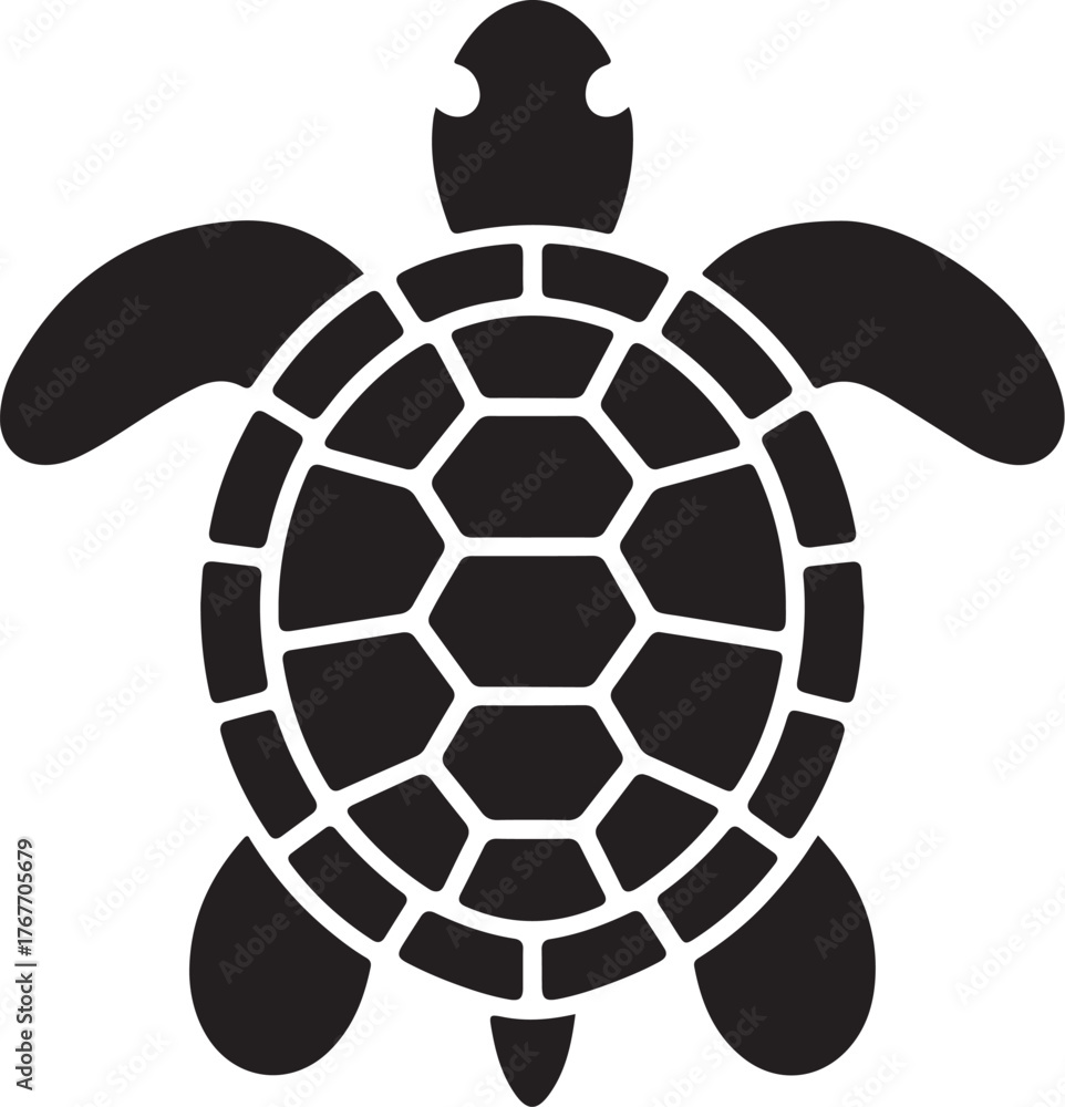 Obraz premium Black turtle silhouette white animal