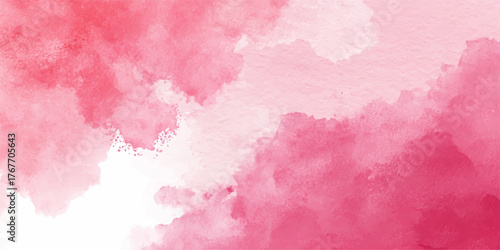 Abstract watercolor painting with soft pink and white clouds and brushstrokes creating a dreamy texture