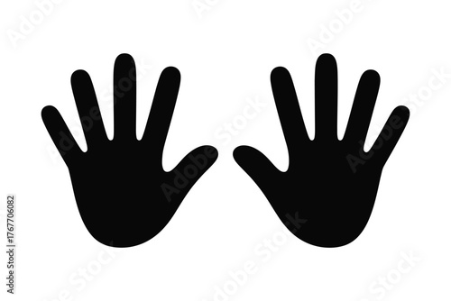 Two black hand silhouettes facing forward