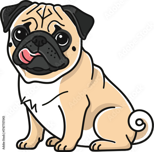 Pug dog pet animal canine breed cute puppy domestic friend pedigree face happy