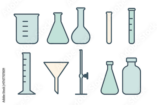 Essential chemistry and science laboratory glassware equipment collection