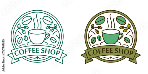 Monoline logo a coffee shop logo featuring a cup and leaves